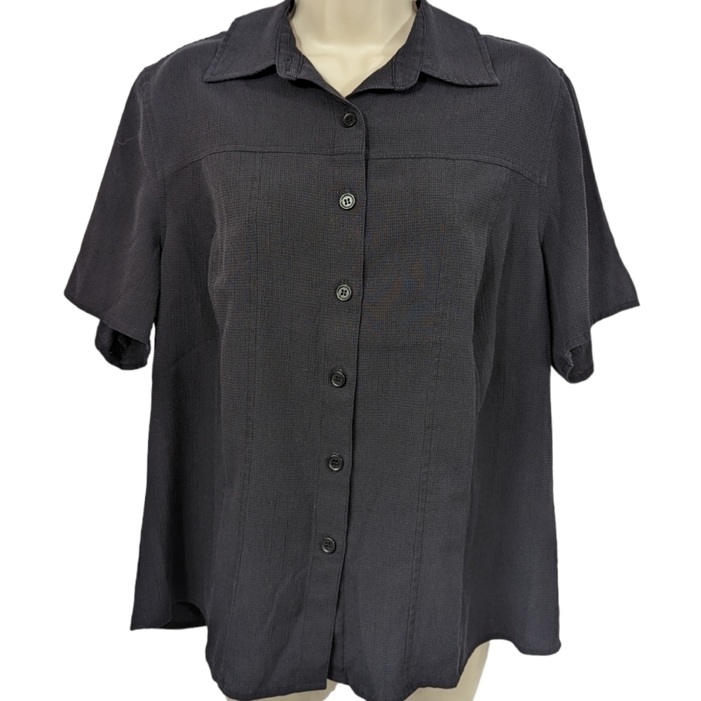 CJ Banks Textured Cropped Button Down Sz X